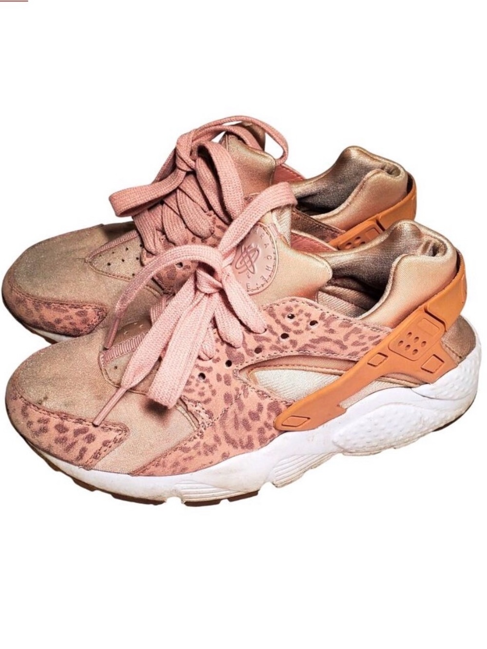 Nike Huarache Run Se (Gs) Girl's Shoes Size 4 Pink Leopard Print Sneakers